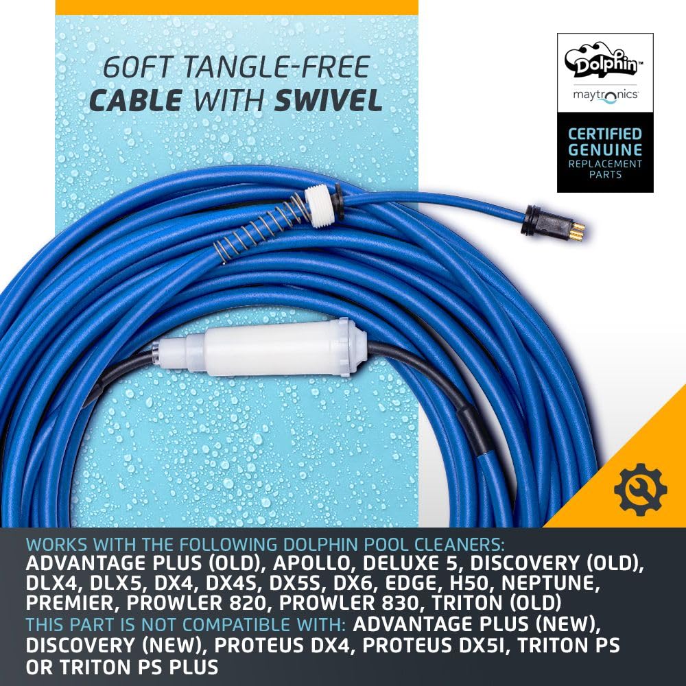 Dolphin Genuine Replacement Part — Durable 60 FT Blue Cable with Swivel for Tangle-Free Operation — 9995872-DIY9995862-DIY - Image 3