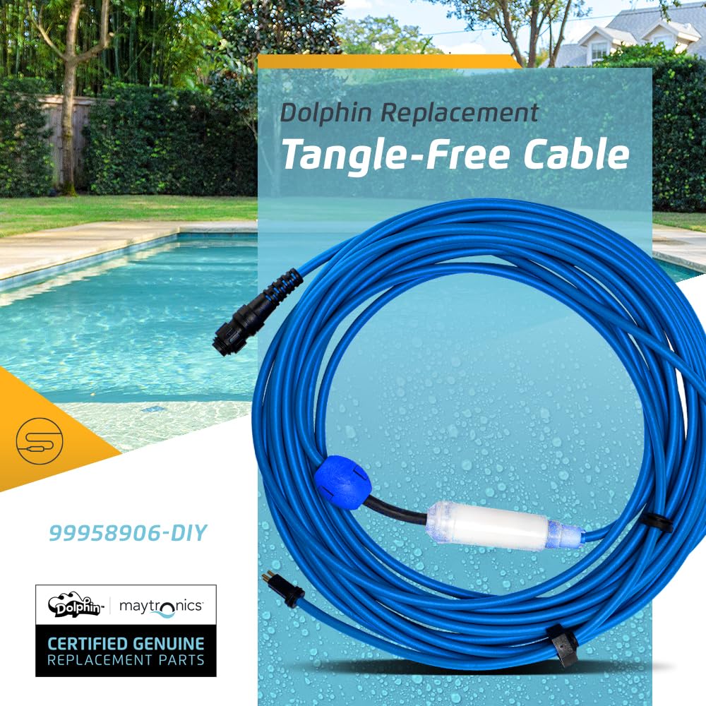 Dolphin Genuine Replacement Part Durable 60 FT Blue Cable with Swivel for Tangle-Free Operation with Wi-Fi/Bluetooth 99958906-DIY - Image 2
