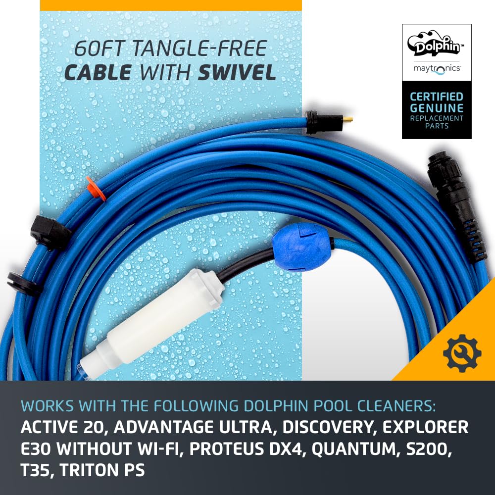 Dolphin Genuine Replacement Part — Durable 60 FT Blue Cable with Swivel for Tangle-Free Operation — 99958907-DYI - Image 3