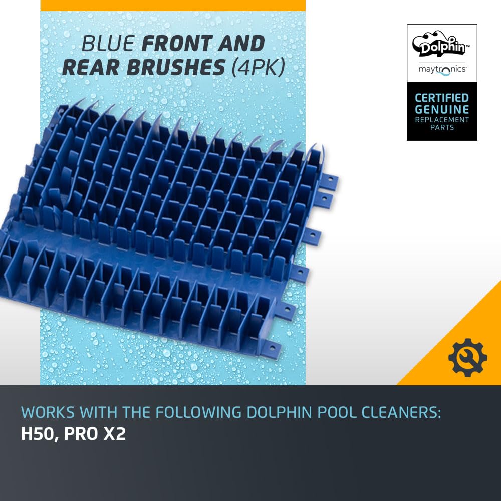 Dolphin Genuine Replacement Part Front and Rear Blue Brushes (4PK) Part Number 6101655-R4 - Image 3