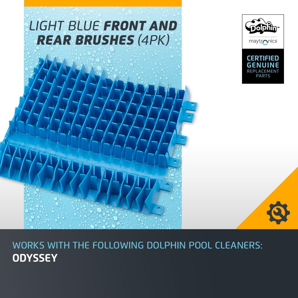 Dolphin Genuine Replacement Part Front and Rear Light Blue Brushes (4PK) Part Number 6101646-R4 - Image 3