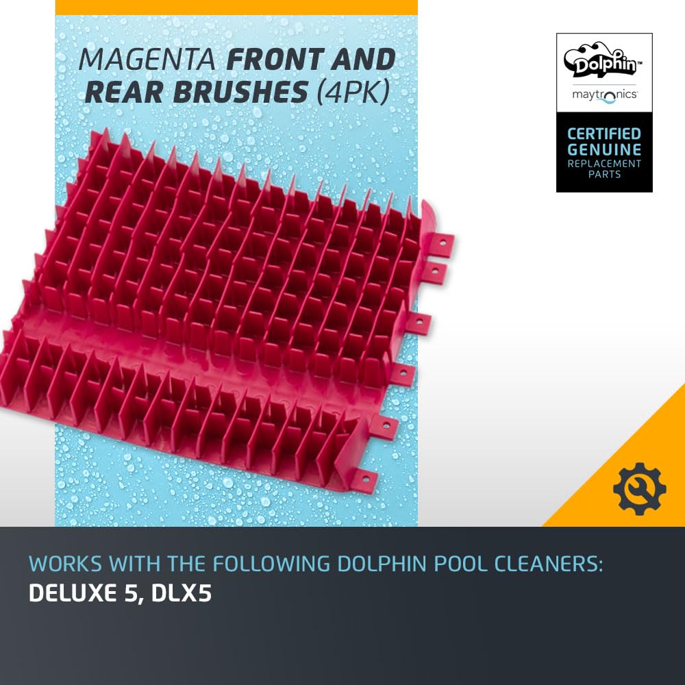 Dolphin Genuine Replacement Part Front and Rear Magenta Brushes (4PK) Part Number 6101652-R4 - Image 3