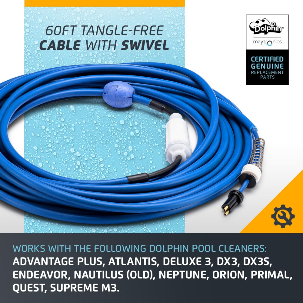 Dolphin Genuine Replacement Part — Heavy-Duty 60 FT Blue Cable with Swivel for Tangle-Free Operation — 9995861-DIY - Image 3